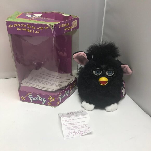 1998 VTG Tiger Electronics Furby All-Black Blue Eyes Robotic Pet Toy 70-800 - Picture 3 of 9